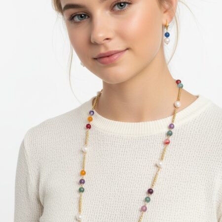 The "Aurora Borealis" Multi-Gemstone Station Necklace Set