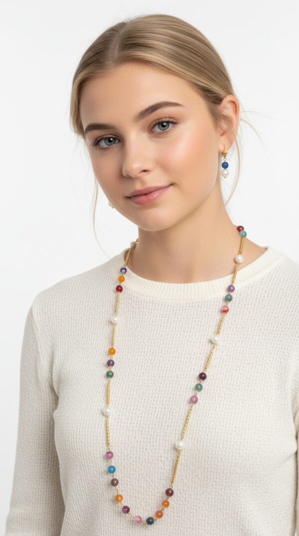 The "Aurora Borealis" Multi-Gemstone Station Necklace Set