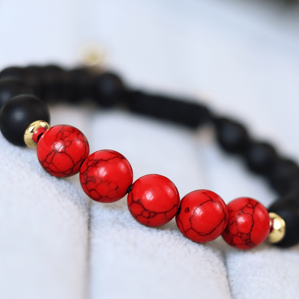 Untitled design_20250613_160803_0000 The "Inferno" Red Howlite & Matte Onyx Adjustable Bracelet