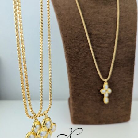 IGBAGBO - Pearl Cross Necklace